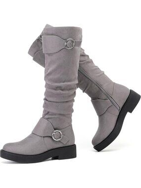 Women's Knee High Boots Fall Grey Mf Fashion Boot Platform Slouchy Versatile
